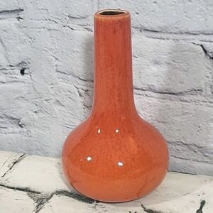Vintage Pottery Bud Vase Burnt Sienna Orange 6.5" Made In France By Jars